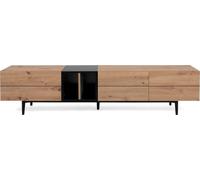 Calicosy - Mueble de TV 3 puertas y 2 baldas 195cm - Acabado madera clara y