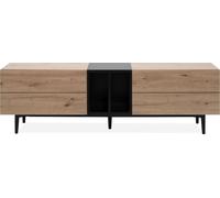 Calicosy - Mueble de TV con 2 abatibles y 2 nichos, decoración en roble artesanal y , L160 cm - LYDEN