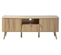 CALICOSY - Mueble de TV con 2 puertas, 1 cajón, frentes con efecto laminado redondeado, 140 cm de ancho - MAHO