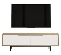 Calicosy - Mueble de TV con 2 puertas abatibles efecto roble y blanco L160 cm - NAYA