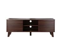 Calicosy - Mueble para TV con 2 puertas correderas - Decoración madera nogal - Paneles de partículas - Puertas efecto madera laminada - 5 patas - Salón o dormitorio - Estilo exótico - 140 x 39 x 51,5