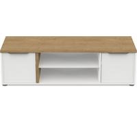 Calicosy - Mueble TV 2 puertas y 2 nichos acabado roble y blanco L135 cm - ACCESS - Madera clara