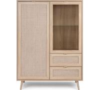 Calicosy - Vitrina 2 puertas 2 cajones 101,5 cm - Impresión efecto ratán
