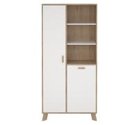 Calicosy - Vitrina 2 puertas, 3 huecos roble decorativo y blanco H188,2 cm - STORM