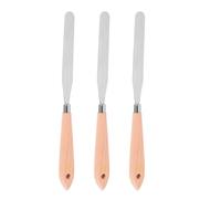CALLARON Juego de 3 espátulas de acero inoxidable y mango ergonómico de madera, cuchillos para mezclar colores y técnicas de pintura al óleo para artistas y manualidades creativas
