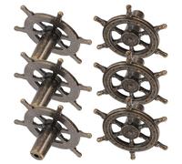 CALLARON Pomos para armarios y cajones de 6 piezas, estilo vintage, timón de barco, aleación de zinc, para gabinete de cocina y cajón, color dorado