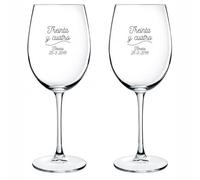CALLEDELREGALO Copas de Vino Personalizadas con Texto Grabado, Vidrio, Set de 2, Reutilizables, Ideales para Regalo (CUMPLEAÑOS)