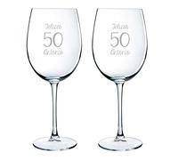 CALLEDELREGALO Copas de Vino Personalizadas con Texto Grabado, Vidrio, Set de 2, Reutilizables, Ideales para Regalo (EDAD)