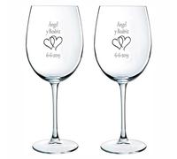 CALLEDELREGALO Copas de Vino Personalizadas con Texto Grabado, Vidrio, Set de 2, Reutilizables, Ideales para Regalo (PAREJA)