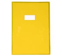 Calligraphe (gamme scolaire Clairefontaine) 73204AMZC - Un protège-cahier Cristalux 21x29,7 cm 22/100ème avec porte-étiquette, en PVC (plastique) transparent lisse, Jaune