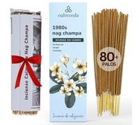 Calmveda Incienso Nag Champa Original 1980s - (80 Incienso organico) Sin Carbón Incienso Artesanal, Hecho con Flores Recicladas | Aroma Floral y Terroso | Inciensos Aromáticos para la Calma