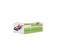 Cama 140 x 70 cm Kocot Kids com gaveta e colchão BabyDreams Racing Car Green