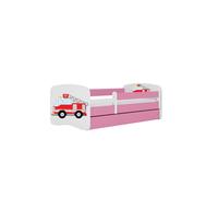Cama 160 x 80 cm Kocot Kids com gaveta e colchão BabyDreams Fire Brigade Pink