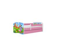 Cama 160 x 80 cm Kocot Kids com gaveta e colchão BabyDreams Safari Pink