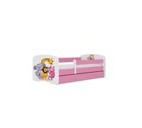 Cama 160 x 80 cm Kocot Kids com gaveta e colchão BabyDreams Zoo Pink