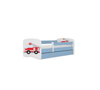 Cama 160 x80 cm Kocot Kids com gaveta e colchão BabyDreams Fire Brigade Blue