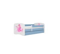 Cama 160 x80 cm Kocot Kids com gaveta e colchão BabyDreams Princess on Horse Blue