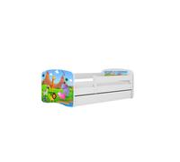 Cama 160 x80 cm Kocot Kids com gaveta e colchão BabyDreams Safari White