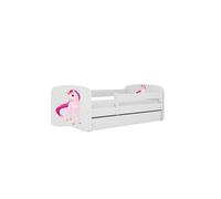 Cama 160 x80 cm Kocot Kids com gaveta e colchão BabyDreams Unicorn White