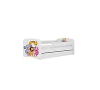 Cama 160 x80 cm Kocot Kids com gaveta e colchão BabyDreams Zoo White
