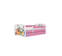 Cama 180 x 80 cm Kocot Kids com colchão BabyDreams Animals Pink