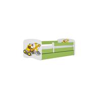 Cama 180 x 80 cm Kocot Kids com colchão BabyDreams Digger Green