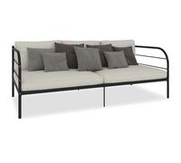 CAMA 90×200 cm Negro de Metal y Aglomerado - Sofá Cama Multifuncional para Invitados, Diseño Moderno y Compacto, Fácil Montaje, Altura de Sueño 27,5 cm, Ideal para Estudios y Apartamentos