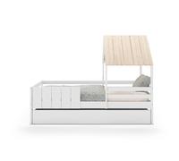 Cama 90cm cabaña angela blanco lacado y madera natural - conforama 114.1 cm