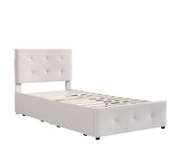 Cama 90x200 con Cajón de Almacenaje, Cama Individual Tapizada de Terciopelo, Cama Juvenil Infantil para Dormitorio