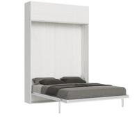 Cama Abatible 140x190 Cm Con 1 Mueble Alto Madera Blanca Kanto