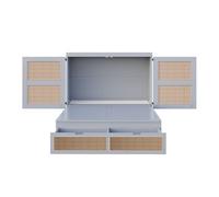 Cama abatible 140x200 cm - con somier, vertical, con cajones de almacenamiento, diseño rattan - gris