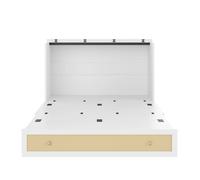 Cama abatible 140x200 cm - móvil, cajones al pie, estante en cabecera, usb y enchufe, cama plataforma convertible, sin colchón - blanco