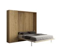 Cama Abatible 160 Vertical Kentaro Con Columna Roble Natural