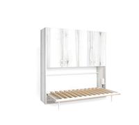 Cama abatible 190x90cm mood con armario blanco y marrón - conforama