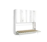 Cama abatible 190x90cm mood con armario blanco y verde - conforama