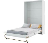 Cama abatible con armario CONCEPT PRO CP-01, modelo vertical, 140x200, color blanco mate. Cama abatible de pared, armario abatible, armario con cama abatible integrada, cama funcional que incluye somi
