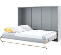 Cama abatible con armario CONCEPT PRO CP-04, modelo horizontal, 140x200, color gris mate. Cama abatible de pared, armario abatible, armario con cama abatible integrada, cama multifuncional