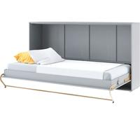 Cama abatible con armario CONCEPT PRO CP-06 Horizontal, 90x200, gris mate. Cama abatible de pared, cama con armario abatible, armario con cama abatible integrada, cama multifuncional