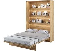 Cama abatible con armario, modelo BC-01, vertical, 140x200, acabado "ARTISAN EICHE". Cama abatible montada en la pared, con armario integrado. Incluye somier