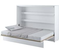 Cama abatible con armario, modelo BC-04, horizontal, 140x200, blanco brillante. Cama abatible de pared, armario abatible, armario con cama abatible integrada, cama funcional que incluye somier