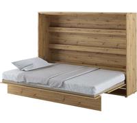 Cama abatible con armario, modelo BC-04, horizontal, 140x200, estilo ARTISAN, en roble. Cama abatible de pared, armario abatible, armario con cama abatible integrada, cama funcional que incluye somier