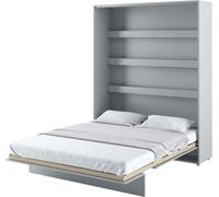 Cama abatible con armario, modelo BC-12 de BED CONCEPT, color gris mate, dimensiones 160x200. Cama abatible de pared, armario abatible, armario con cama abatible integrada, incluye somier