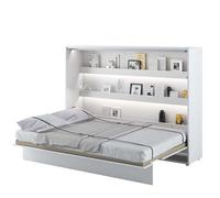 Cama abatible de pared, modelo BC-04, horizontal, 140x200 cm, para dormitorio, color blanco brillante