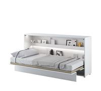 Cama abatible de pared, modelo BC-06, horizontal, 90x200 cm, para dormitorio, color blanco mate