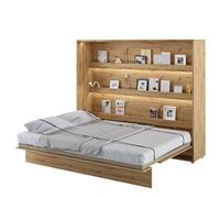 Cama abatible de pared, modelo BC-14, horizontal, 160x200 cm, para dormitorio, acabado en roble "Artisan"