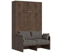 Cama Abatible Vertical En Nogal Con Sofá De Tela Bounto Cm - 32 Colores De Tela-color Microfibra 41-ropa De Cama 140x190 Cm