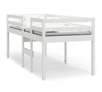 Cama Alta Blanca Madera Maciza Pino 90x190 Cm Vidaxl