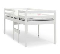 Cama Alta Blanca Madera Maciza Pino 90x200 Cm Vidaxl