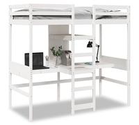 Cama alta blanca sin colchón, 80x200 cm, madera maciza de pino (vidaXL)