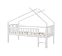 Cama alta cabaña para niños sotkamo pino 90x200 - blanco [en.casa]